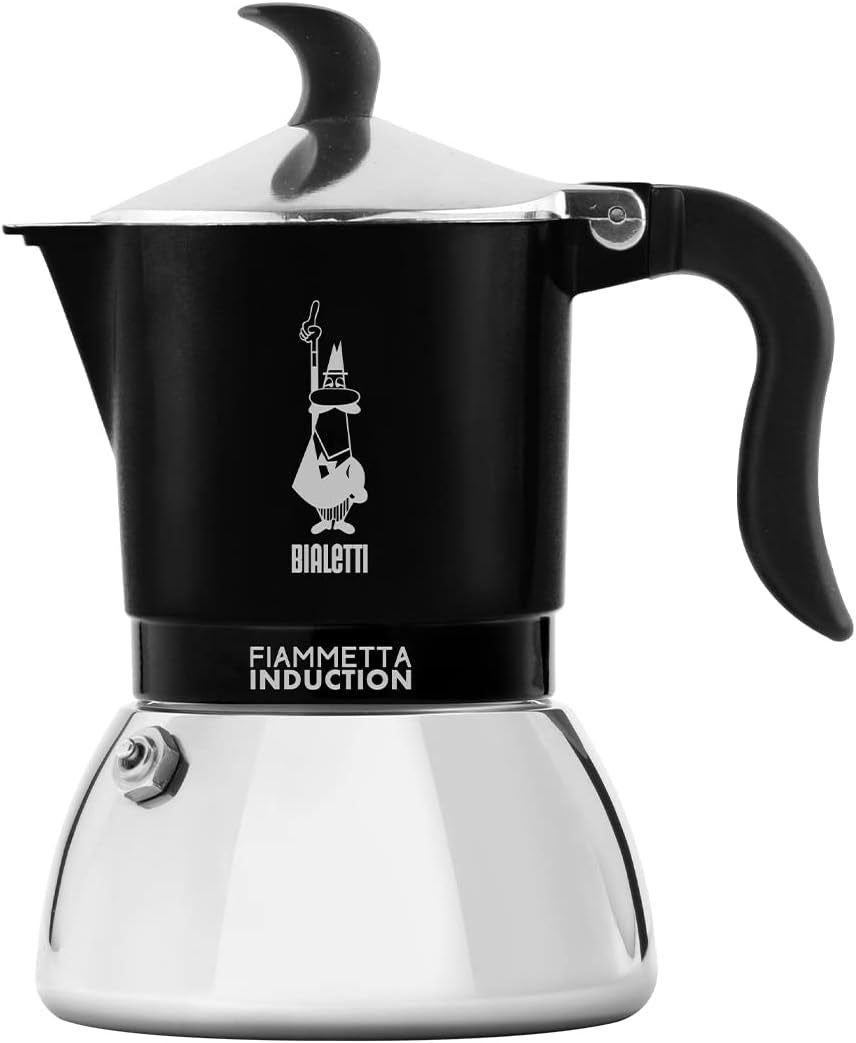 Bialetti Fiammetta inductiekoffiezetapparaat, 2 kopjes (100 ml), geschikt voor alle soorten kookplaten, elegant design, zwart
