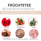 Vruchtenthee – 100 g Gearomatiseerde fruitmix met appel, hibiscus en kaneel – Ritssluitingszakje, ca. 25 kopjes – zonder toevoegingen, verpakt in Duitsland