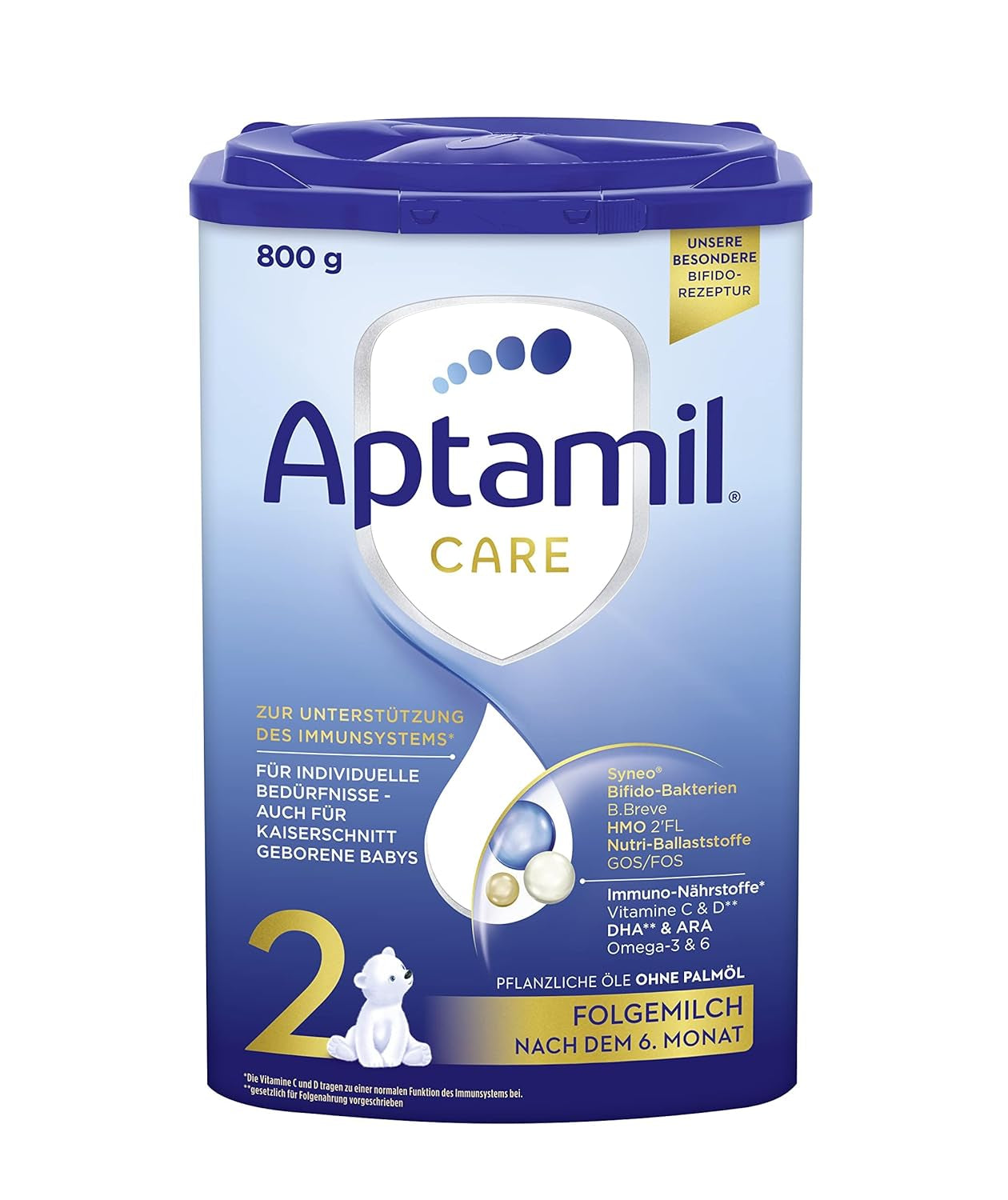 Aptamil Care 2 - Opvolgmelk na 6 maanden, met Omega 3 en 6, DHA en ARA, palmolievrij, babyvoeding, melkpoeder, 1 x 800 g (pak van 6)