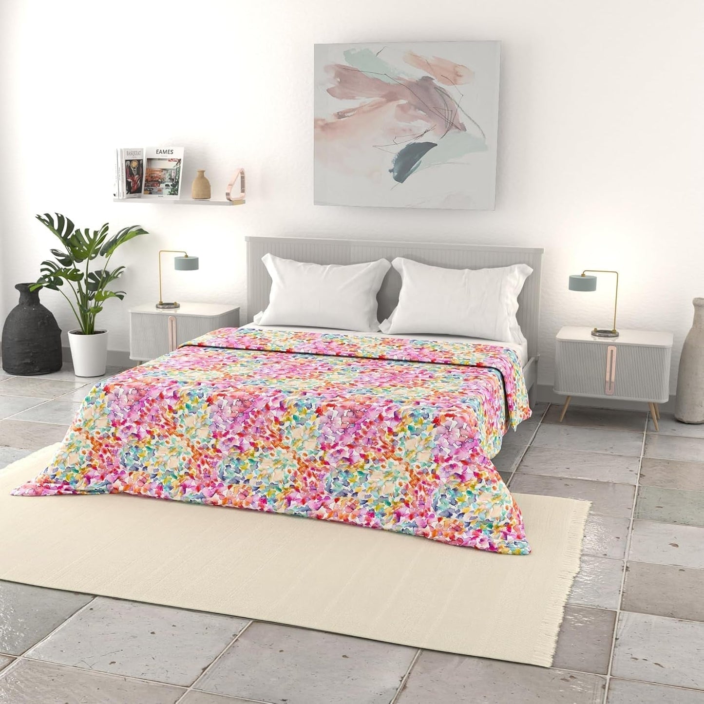 Italiaans beddengoed, basis zomerdekbed, bedrukte microvezel, 250X240Cm, Rombi Quilts en quilts Naty Shop Spring 250X240Cm