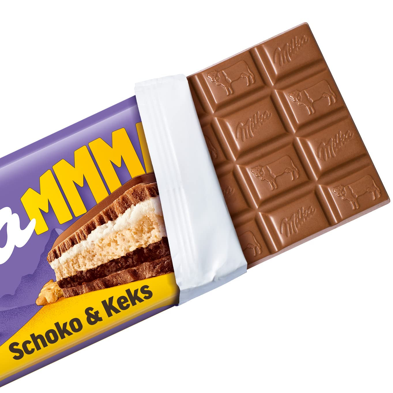 Milka Mmax Chocolade en Koekjes – Alpenmelkchocolade met melkroomvulling en knapperige stukjes koekjes – 300g