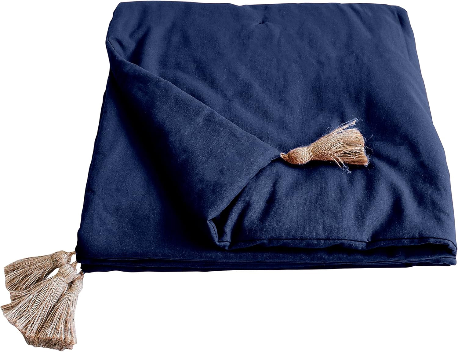 Enjoy Home - Panama Collectie - Dekbed met 4 jute kwastjes - 100% katoen - Oeko-Tex certificaat - 90 X 190 Cm - Kleur: Marineblauw Dekbedden en quilts Naty Shop