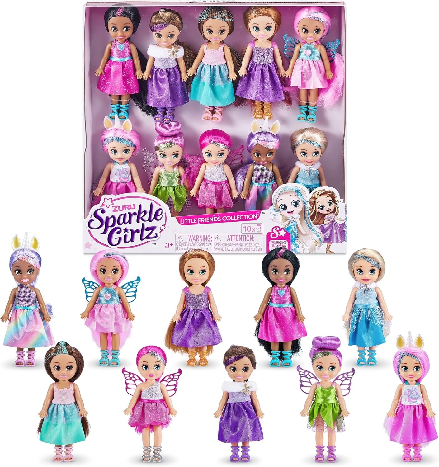 -Poppen-10 cm-Fantasy Little Friend-collectieset van 10