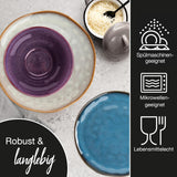Moritz & Moritz COPA 16-tlg Geschirrset 4 Personen - Elegantes Teller Set aus hohrstandigem Steinzeug - Geschirr Set 4 Personen met 4x Dinnerteller, Dessertteller, Müslischale & Kaffeebecher