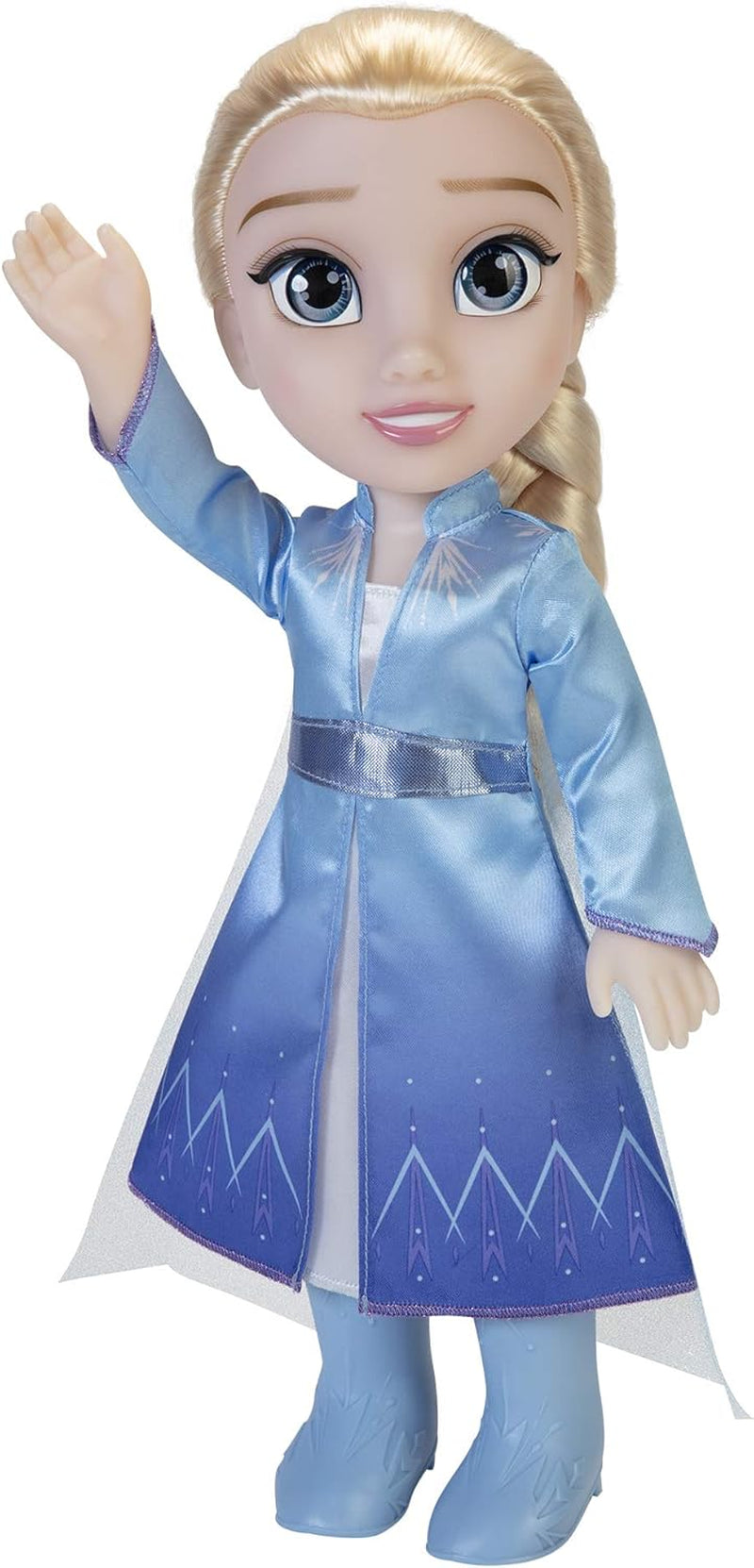 Disney Frozen 2 Elsa Reispop, pop van 35 cm met jurk geïnspireerd op de cultfilm, laarzen en lang gevlochten haar voor extra speelplezier, voor meisjes vanaf 3 jaar