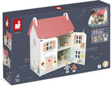 Janod - Mijn eerste houten poppenhuis - 10 accessoires - Poppenmeubels - Magnetische deuren en afneembaar dak - FSC-gecertificeerd houten speelgoed - Vanaf 3 jaar