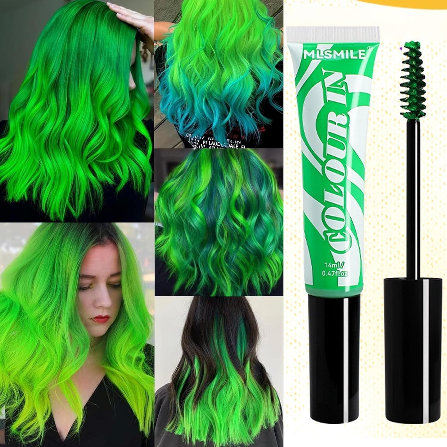 Groene Tijdelijke Haarverf - 14ml Haarkrijt Haarverf, Wasbare Groene Haarverfstick, Instant Kleur Haarkrijt, Carnaval Krijt Haarverf voor Kerstmis Halloween, Carnaval, Cosplay Haarverf Naty Shop