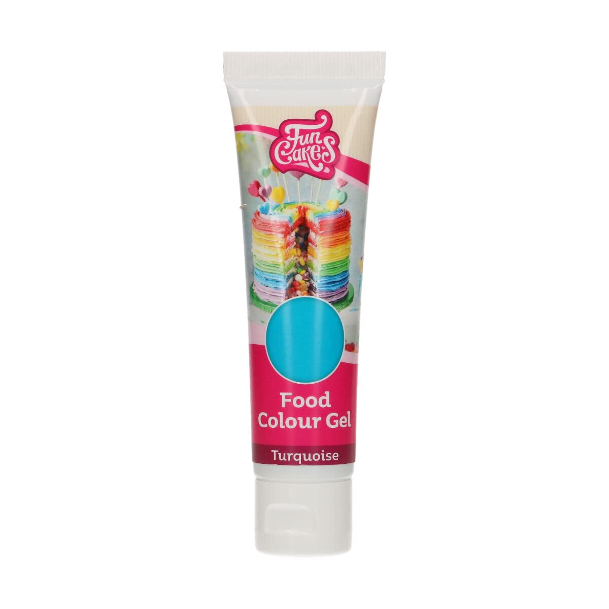 Kleurstof Funcakes Gel Turquoise: Hooggeconcentreerde kleurstof voor deeg, room, fondant en marsepein. Gemakkelijk doseren. Eén druppel om levendige kleuren te creëren. Halal. 30 gram