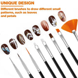 Hanyousheng 20 Stück Nagel Pinsel Set, 15 Stück Nageldesign Pinsel, 5 Stück Nail Art Dotting Tools voor DIY Nail Art Design
