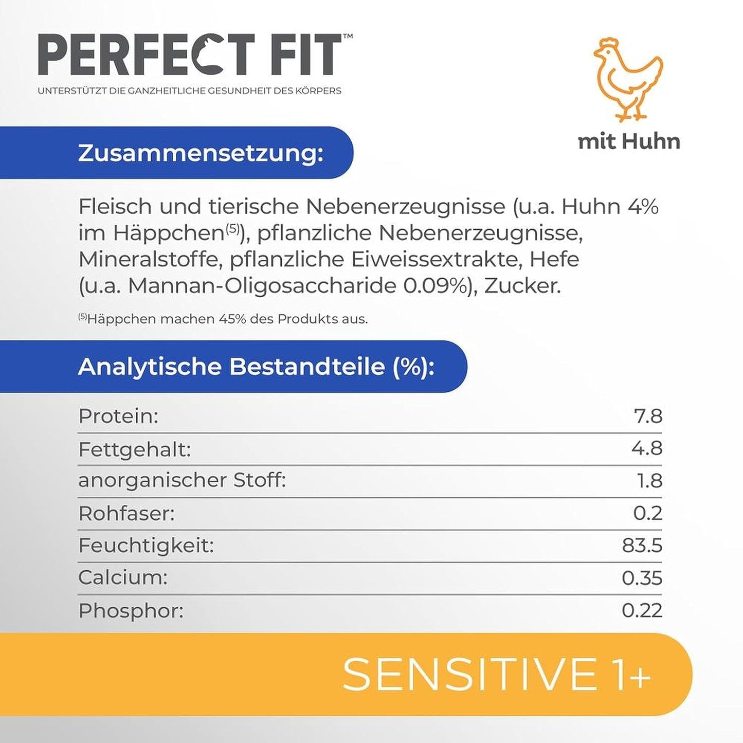 Natvoer voor katten Perfect Fit Sensitive 1+ met kip in saus, 12 zakjes, 12 x 85g - Premium natvoer voor gevoelige katten vanaf 1 jaar, zonder tarwe en soja, ter ondersteuning van de spijsvertering
