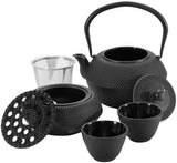 Dimono traditioneel gietijzeren theeservies: theepot, warmer en 2 theekopjes