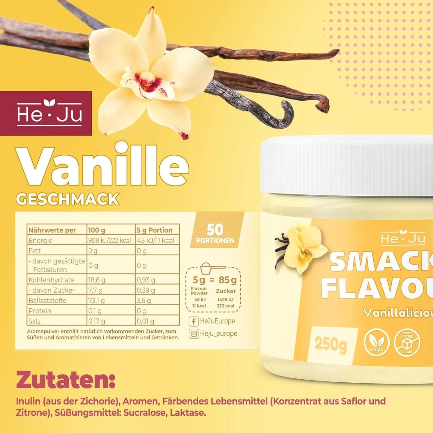 He-Ju, Poeder met vanillesmaak, 250 gram Aromas Naty Shop