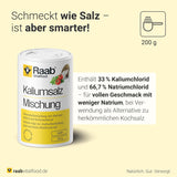 Raab Vitalfood Kaliumzout-Mischung, Mineralsalzmischung mit 66,7% Natriumchlorid (Kochsalz) en 33% Kaliumchlorid, Kalium trägt zur Aufrechterhaltung eines normalen Blutdruck bei (1 x 200 g dosis)