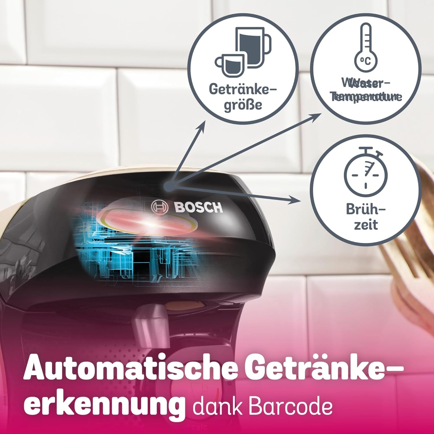Bosch Tassimo Happy Friendly TAS107E Capsule-espressomachine, 70+ dranken, geschikt voor alle kopjes, auto-stop, duurzaam, perfecte dosering, ruimtebesparend, 1400W, crème/zwart
