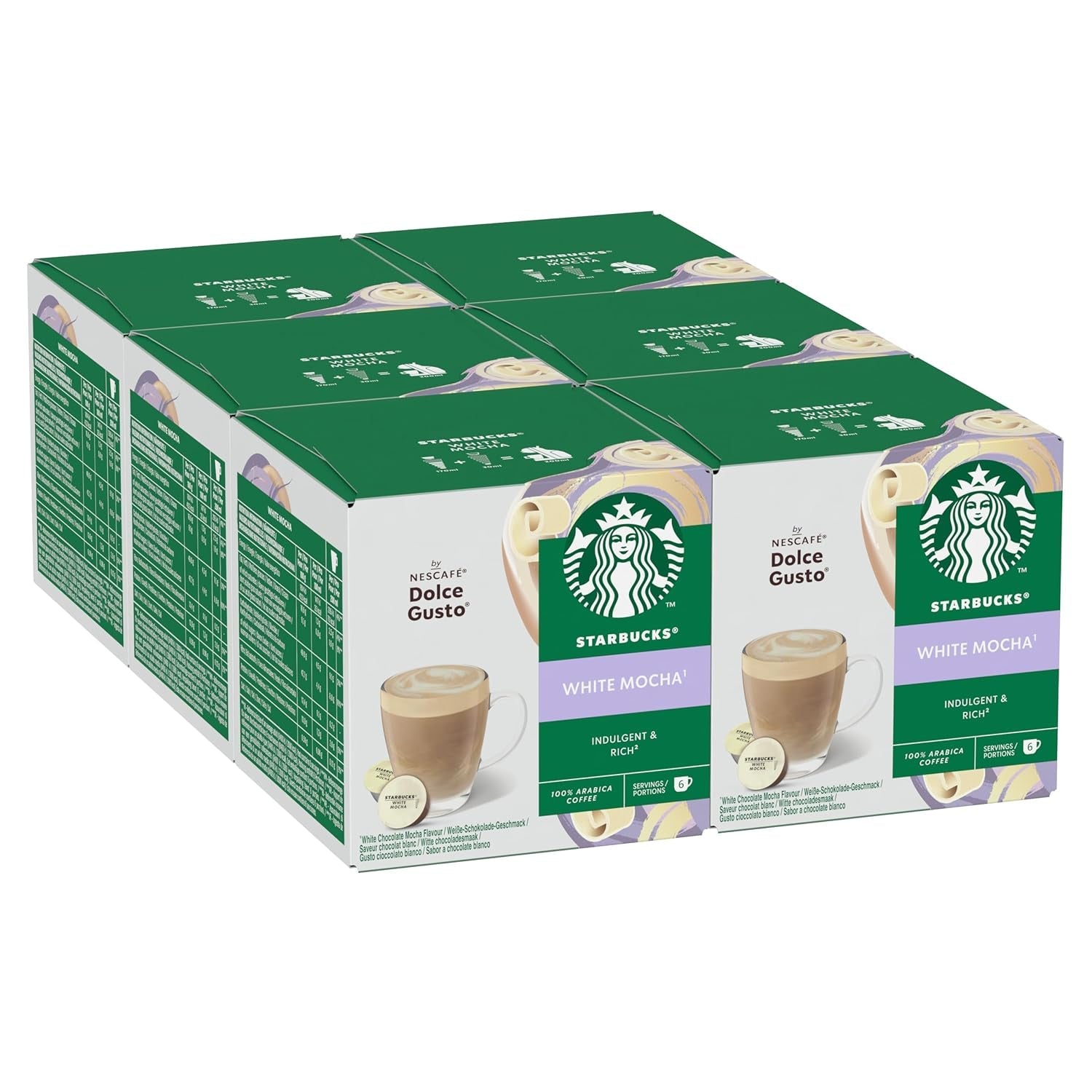 STARBUCKS Witte Mokka van Nescafé Dolce Gusto Kaffeekapseln 6 x 12 (72 Kapseln)