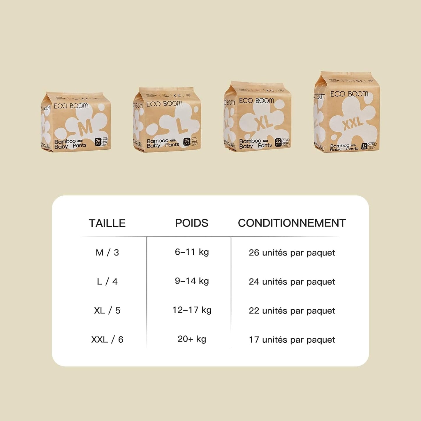 ECO BOOM Bamboe Babyluiers - Maat 6 (20kg), Plantaardige Pull-Up Luiers (17st) - Premium Biologisch, Geurvrij, Huidvriendelijk, Super Absorberend