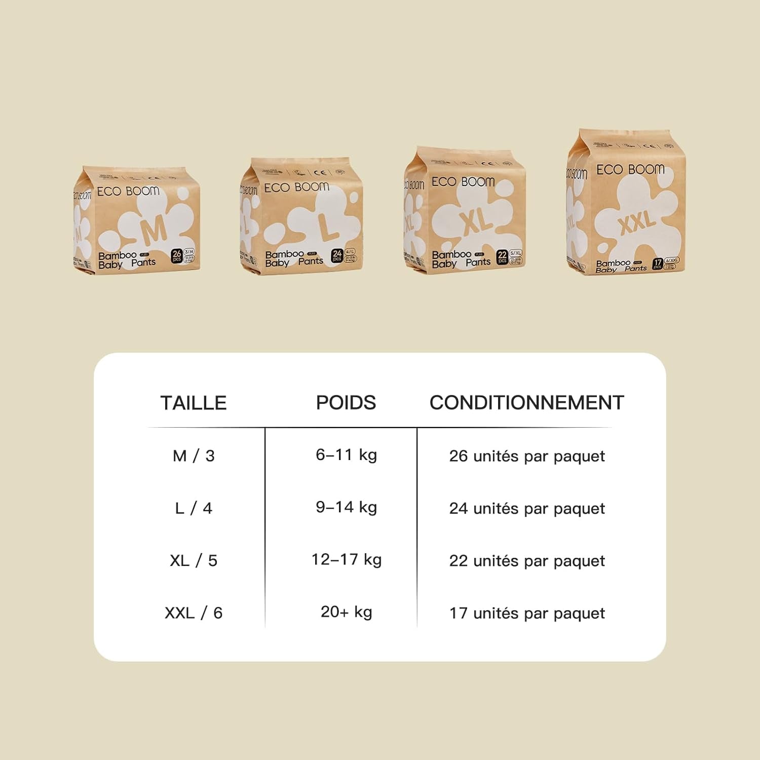 ECO BOOM Bamboe Babyluiers - Maat 6 (20kg), Plantaardige Pull-Up Luiers (17st) - Premium Biologisch, Geurvrij, Huidvriendelijk, Super Absorberend