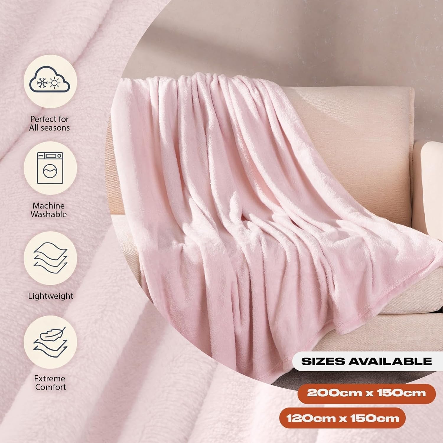 Brentford's flanellen fleece deken, extra zacht, groot, pluizig, warm, slaapkamersprei, eenpersoonsbed, bank, bank, blozen roze - 120 x 150 cm bedden en dekens Beuche den Brentfords-Store