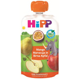 Zakjes HiPP Biologische Mango-Passievrucht in Perenappelsmaak - Nick Rhino (8 x 100g), vanaf 1 jaar, 100% fruitpuree, geen toegevoegde suikers, veganistisch, beste biologische kwaliteit