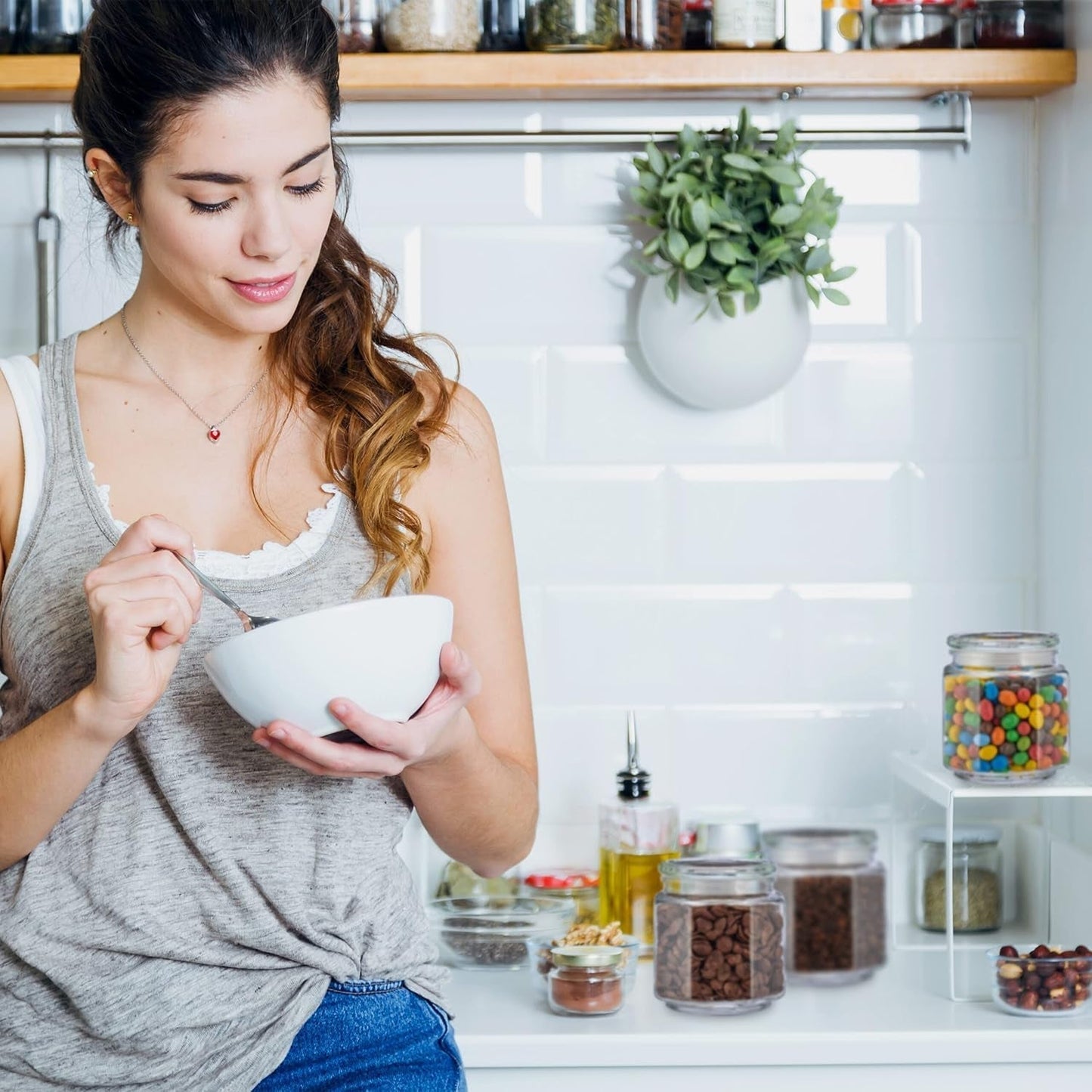 Relaxdays Voorraadpotten met deksel Set van 6 glazen achthoekige voorraadpotten van 1,3 liter Luchtdichte glazen containers Heldere voedselbewaardozen Naty Shop