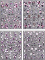 JMEOWIO 3D Nagelsticker Blumen Nail Art Sticker Selbstklebend Nagelaufkleber 5D Stereoskopisch Frühling Zomer Decoratie Nageldesign Zubehör 4 Blatt