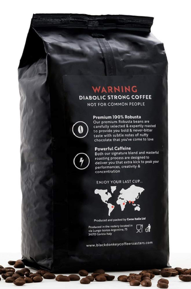 DUIVELSBRAAD | Koffiebonen 1KG | Extreem sterke koffie | Koffie met hoog cafeïnegehalte | Premium robuusta van