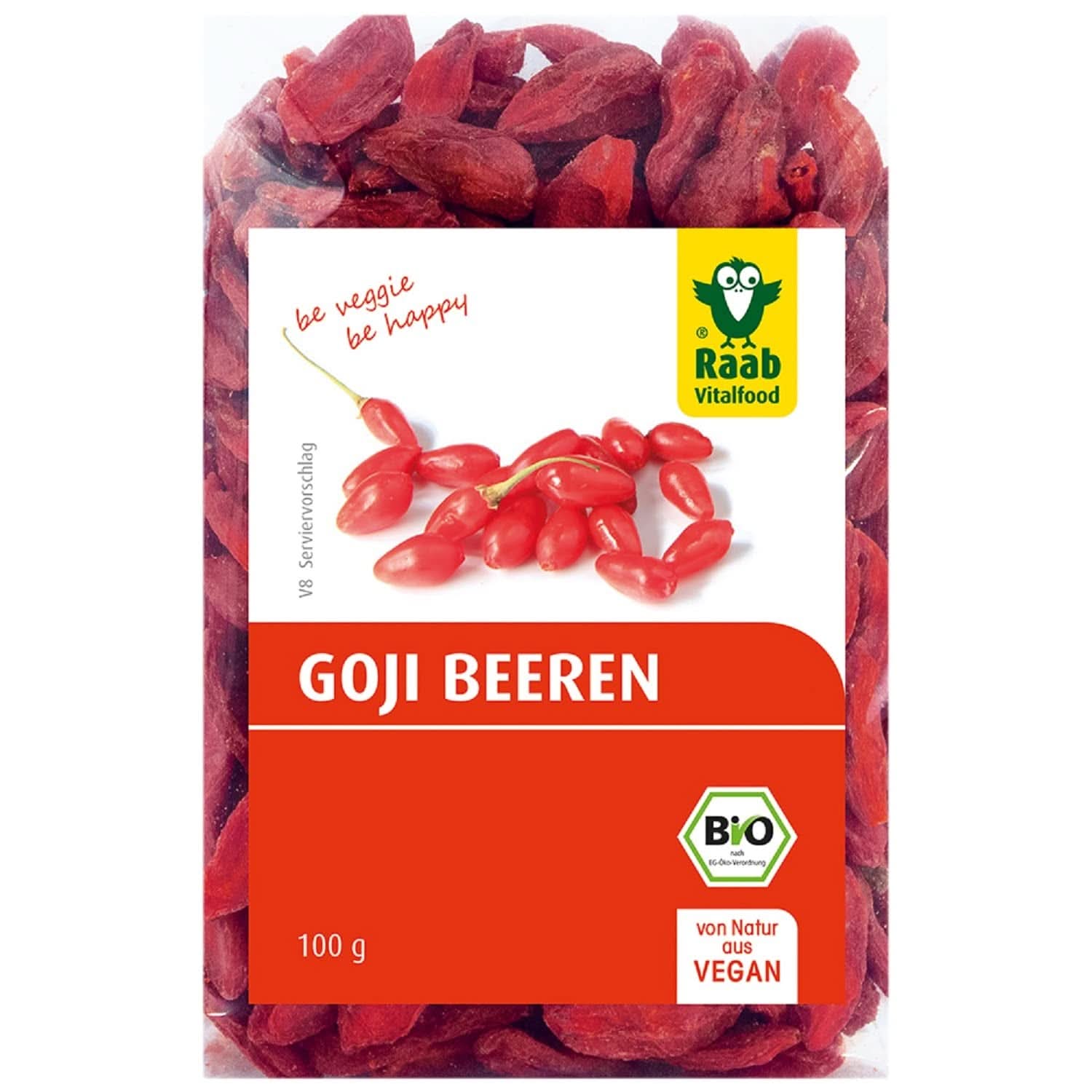 Raab Vitalfood Biologische Gojibessen, premium kwaliteit, 500 gram Naty Shop gedehydrateerde producten 100 gram