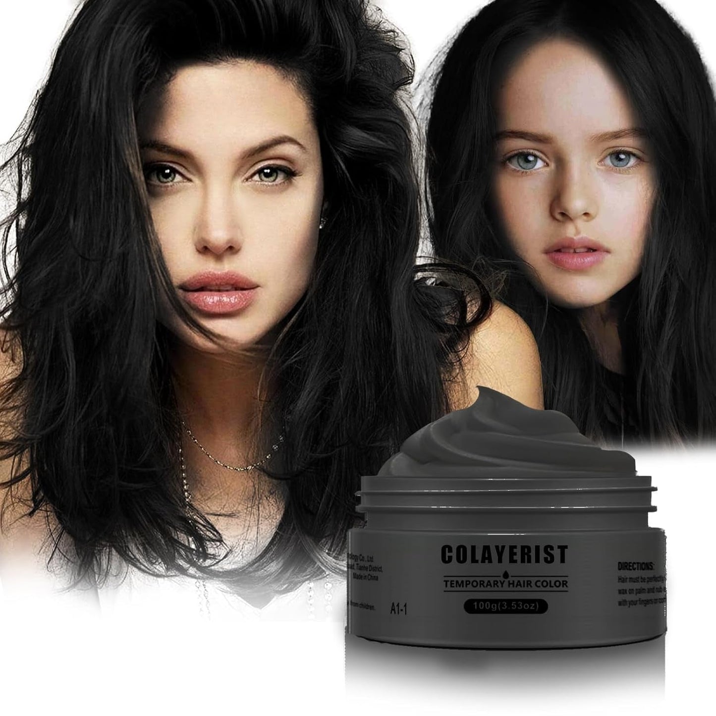 COLAYERIST Wasbare tijdelijke zwarte haarkleur Haarverfwas voor mannen en vrouwen Haarmascara voor feest of cosplay Knoeivrije haarkleurproducten Haarverf Naty Shop Zwart