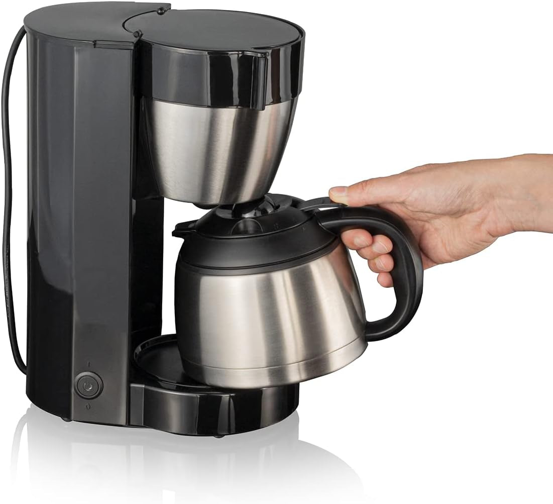 Cloer 5009 warmhoudfilter-espressomachine voor maximaal 8 kopjes 800W met geïsoleerde roestvrijstalen karaf 1x4 filterbeker zwart