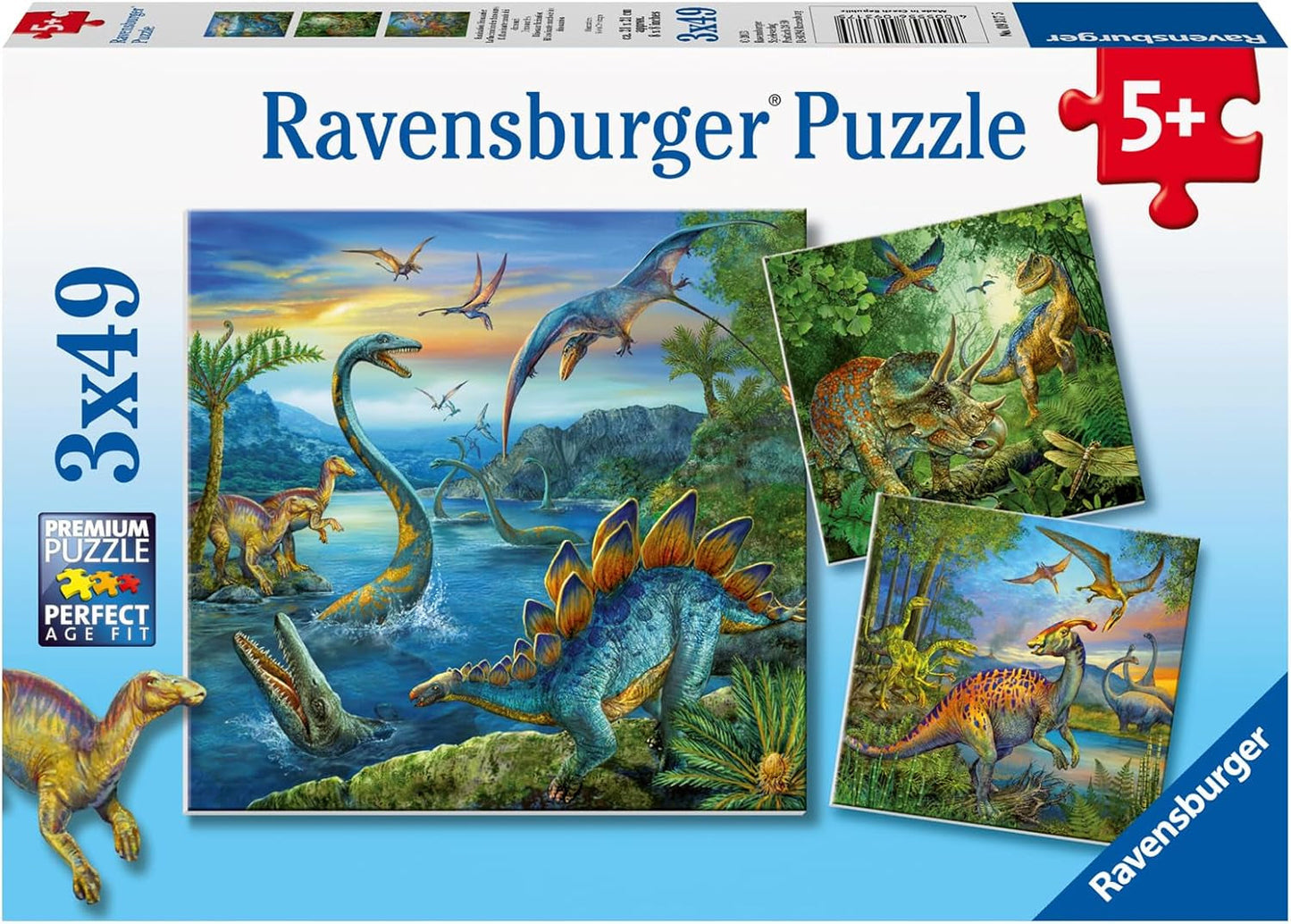 Ravensburger Legpuzzel voor kinderen - 09317 Fascinatie van dinosaurussen - Legpuzzel van 3X49 stukjes voor kinderen vanaf 5 jaar Naty Shop Single