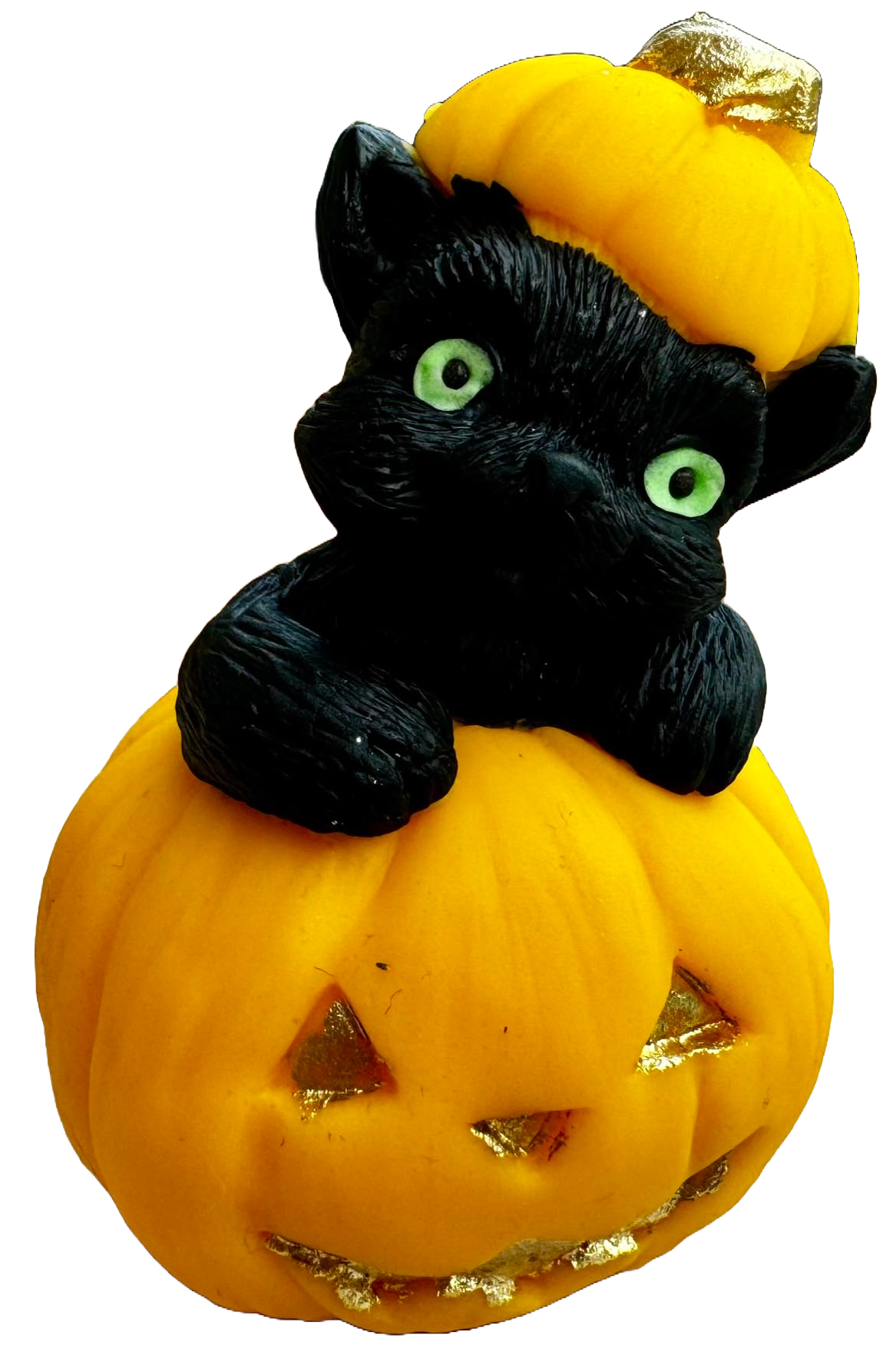 Eetbare suikerpasta-decoratie, pompoen en zwarte kat voor Halloween Suikerpasta-decoraties Naty Shop