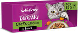 WHISKAS TASTY MIX Nassfutter in Saus voor Katzen 40 x 85g Chef's Choice