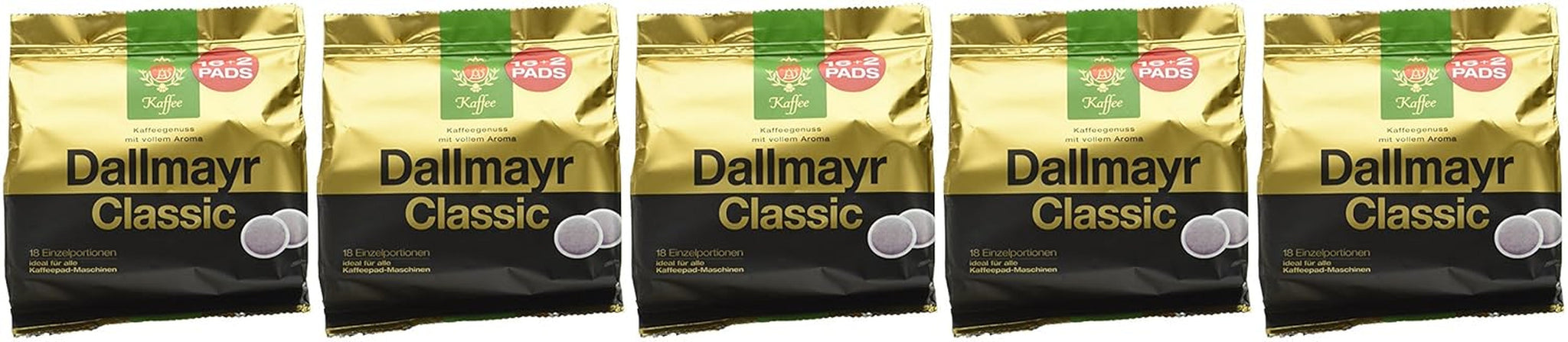 Kaffee Classic Kaffeepads 16 + 2, 5er-pakket (5 x 124 g)