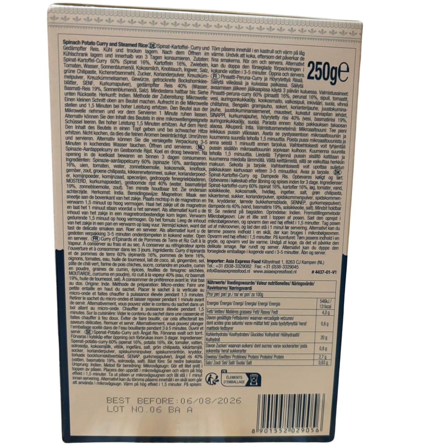 ASHOKA - Instantcurry met spinazie, aardappelen en rijst - (1 x 250 g)