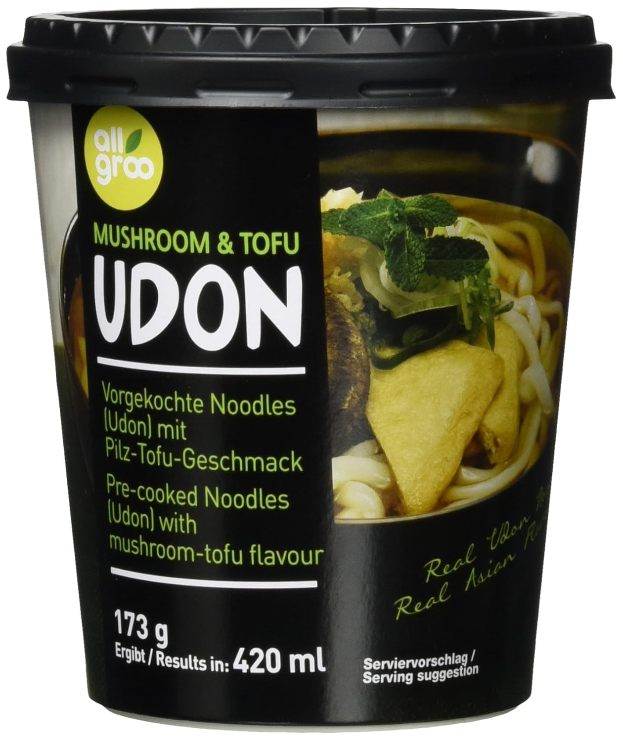 Allgroo Udon Cup Instant Noodles - Smaakvolle Pittige Zeevruchten Udon Soep - Snelle Bereiding (1 x 173g)