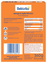 Mango Appel Perzik Knijpbare Zakjes - 16 Pack (4 Pack, 4 x 90g Elk), Geen Toegevoegde Suiker, Glutenvrij, Ideaal voor Verpakte Snacks en Onderweg
