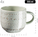 MÄSER 931744 Spicy Market-serie, handgeschilderde serviesset voor 4 personen in vintage mediterraan design, 16-delige keramische combinatieset, groen, steengoed