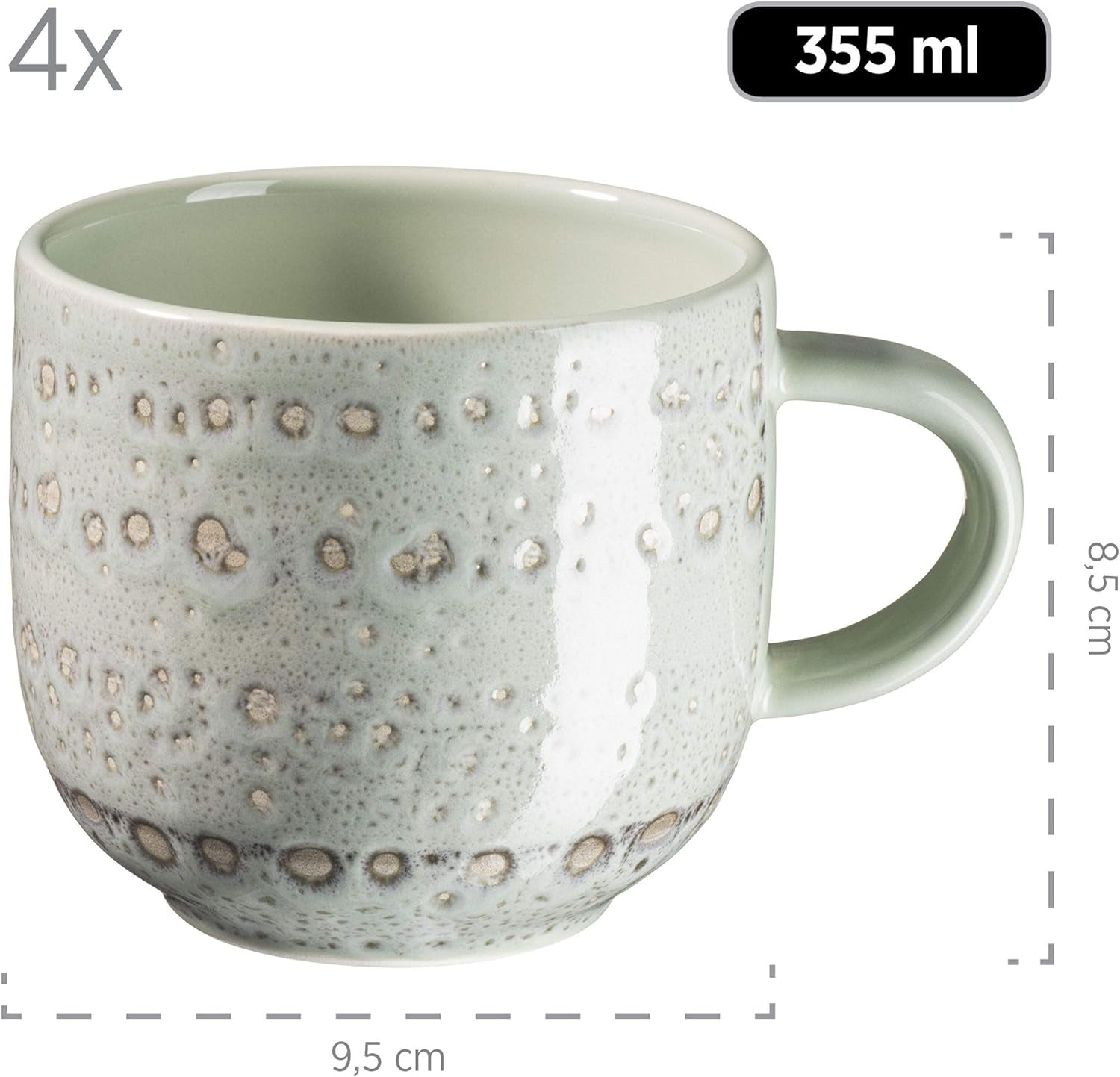 MÄSER 931744 Spicy Market-serie, handgeschilderde serviesset voor 4 personen in vintage mediterraan design, 16-delige keramische combinatieset, groen, steengoed