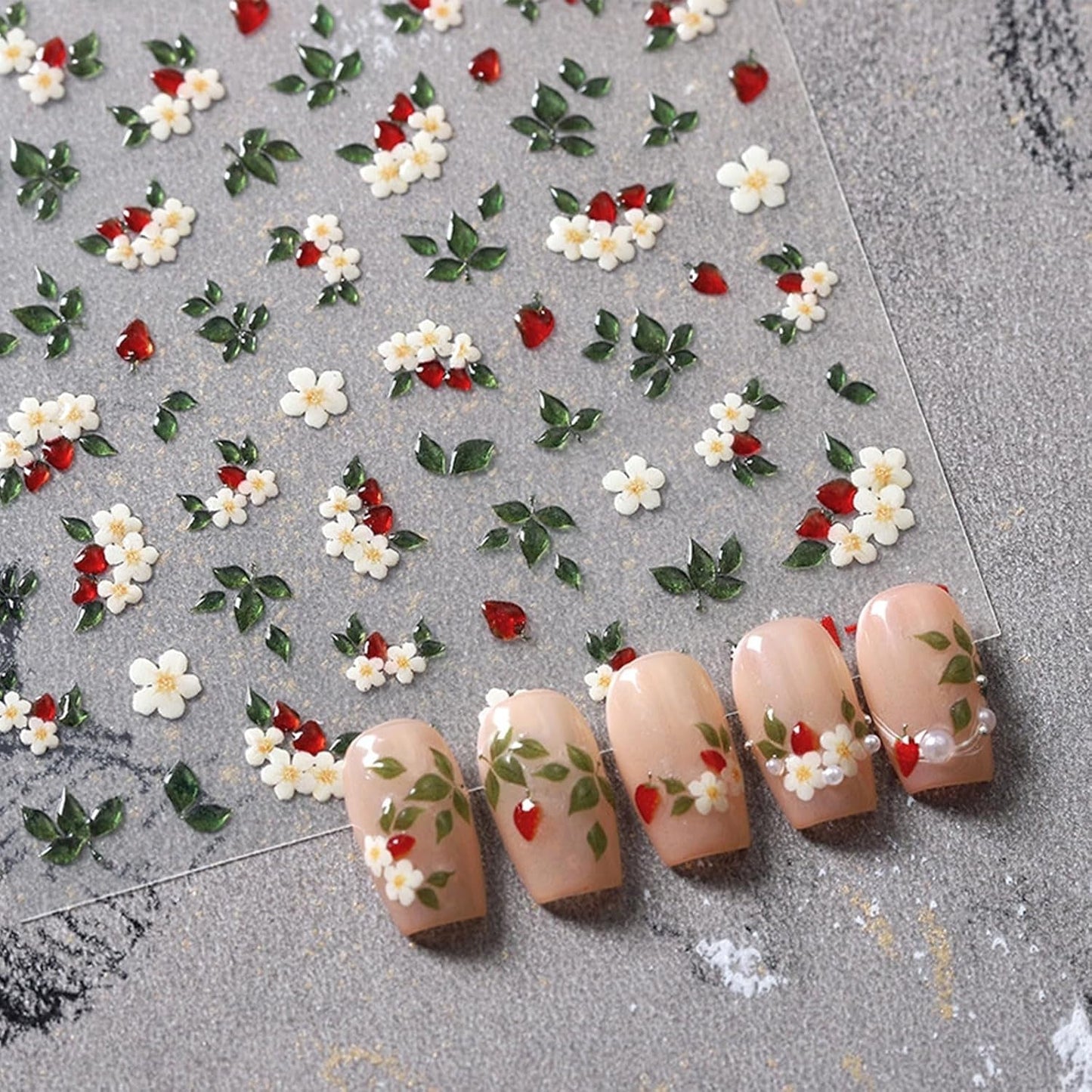 JMEOWIO 3D Nagelsticker Blume Nerdbeerenail Art Sticker Selbstklebend Nagelaufkleber 5D Stereoskopische Decoratie Nageldesign Zubehör 1 Blatt