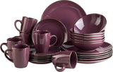 MÄSER Metalen frame, Modern 6-persoons servies met messingkleurig frame, 24-delig combinatieservies met randloze bekervormen, Steengoed, Grijs