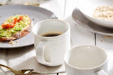 Ritzenhoff & Breker Levi 16-delige serviesset, borden, schalen en mokken voor 4 personen, Scandinavisch design met fijn gecanneleerd reliëf, Mix & Match serviesgoed, porselein, wit en grijs