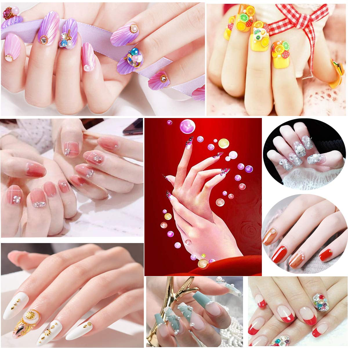 8 Boxen Nail Art Strass Kit - Nail Art Gemischt Strass Set, Nagel Kunst Strasssteine ​​Gems Perlen Edelsteine ​​Bunt Pferdeaugen Strass voor Nageldesign Zubehör Met 1 Pinzetten en 1 Strass Picker voor DIY