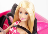 Barbie-pop en roze glitter-cabriolet, realistische banden, logo, speelgoed voor kinderen vanaf 3 jaar, DJR55