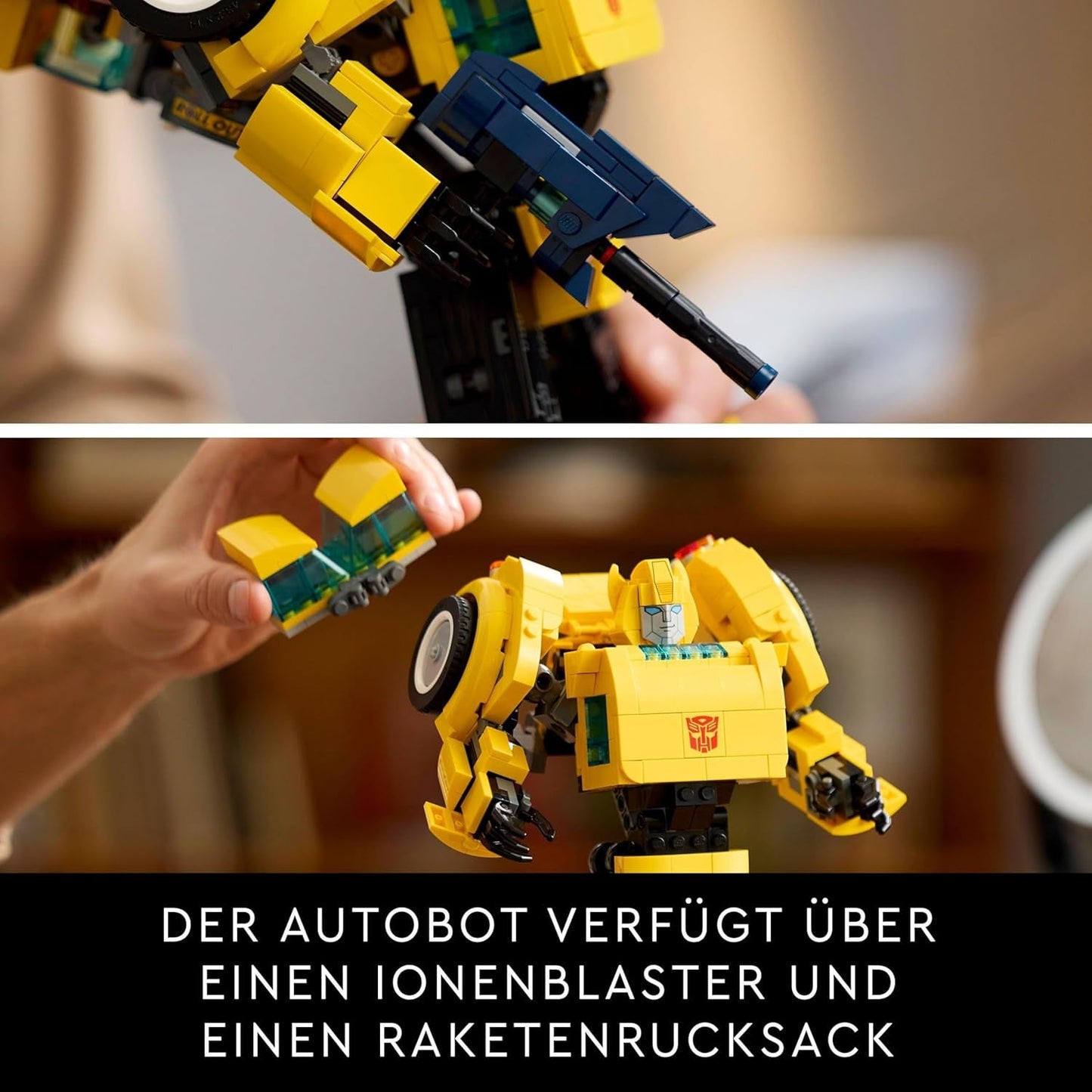 LEGO Icons Transformers Bumblebee, robotactiefiguur voor volwassenen, filmbouwset voor sciencefictionfans, kan worden omgevormd tot een auto, avonturenspeelgoed 10338 Bouwsets Bekijk de LEGO-Store
