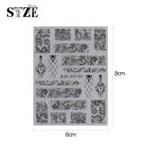 JMEOWIO 3D Nagelsticker Schwarz Weiß Blume Nail Art Sticker Selbstklebend Nagelaufkleber 5D Stereoskopisch Blumen Dekoration Nageldesign Zubehör 4 Blatt