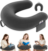Gaming- en leeskussen, leeskussen voor bed/bank/vloer, voedings-/haakkussen met groot ergonomisch gamingkussen, gamerkussen voor iPad/laptop - zwart