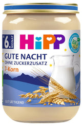 HiPP Organic Good Night met 7 ontbijtgranen (6 x 190 g), babyvoeding vanaf 6 maanden, zonder toegevoegde suikers, zeer vullend, beste biologische kwaliteit