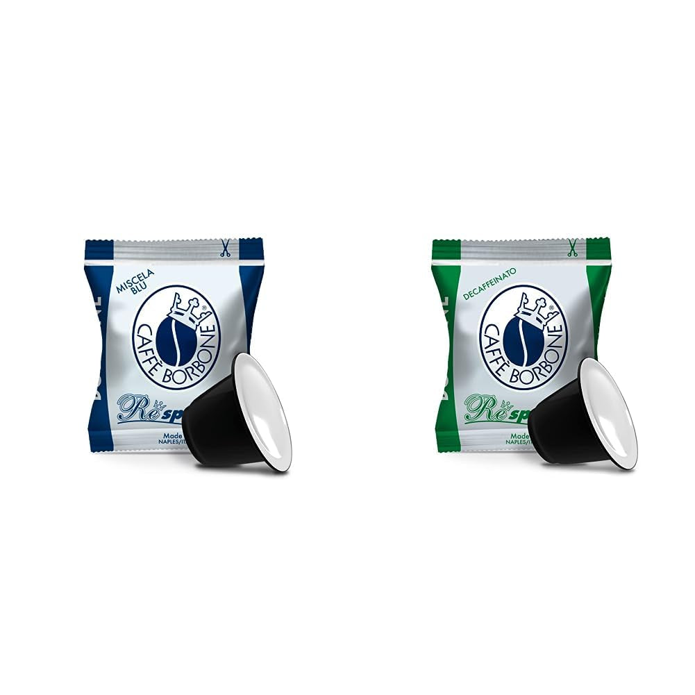 Caffè Borbone Kaffee Kapseln Respresso, Blaue Mischung, 100 stück & Kaffee Kapseln Respresso, Entkofeinierte Dek Mischung - 100 stück - Compatibel met Häuslichen Kaffeemaschinen Nespresso®*