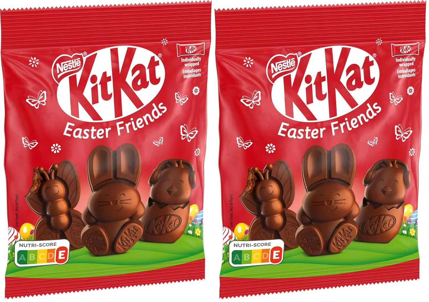 NESTLÉ Easter Friends mini-paasfiguren van melkchocolade met knapperige stukjes, 2 stuks (1 x 65 g)