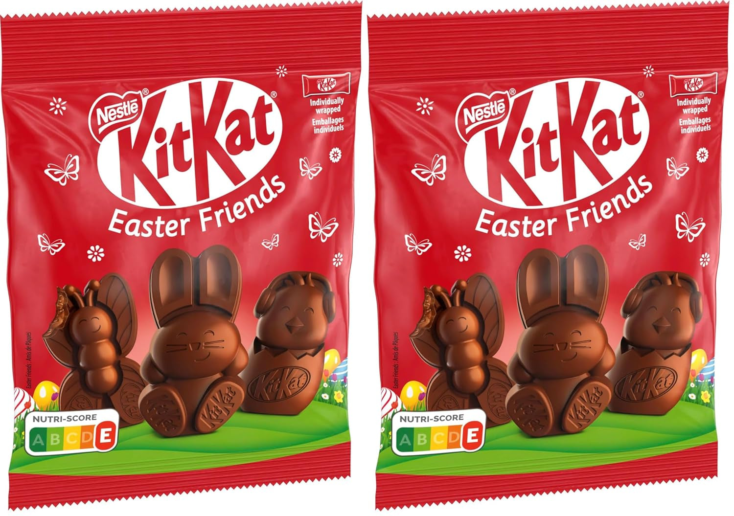 NESTLÉ Easter Friends mini-paasfiguren van melkchocolade met knapperige stukjes, 2 stuks (1 x 65 g)